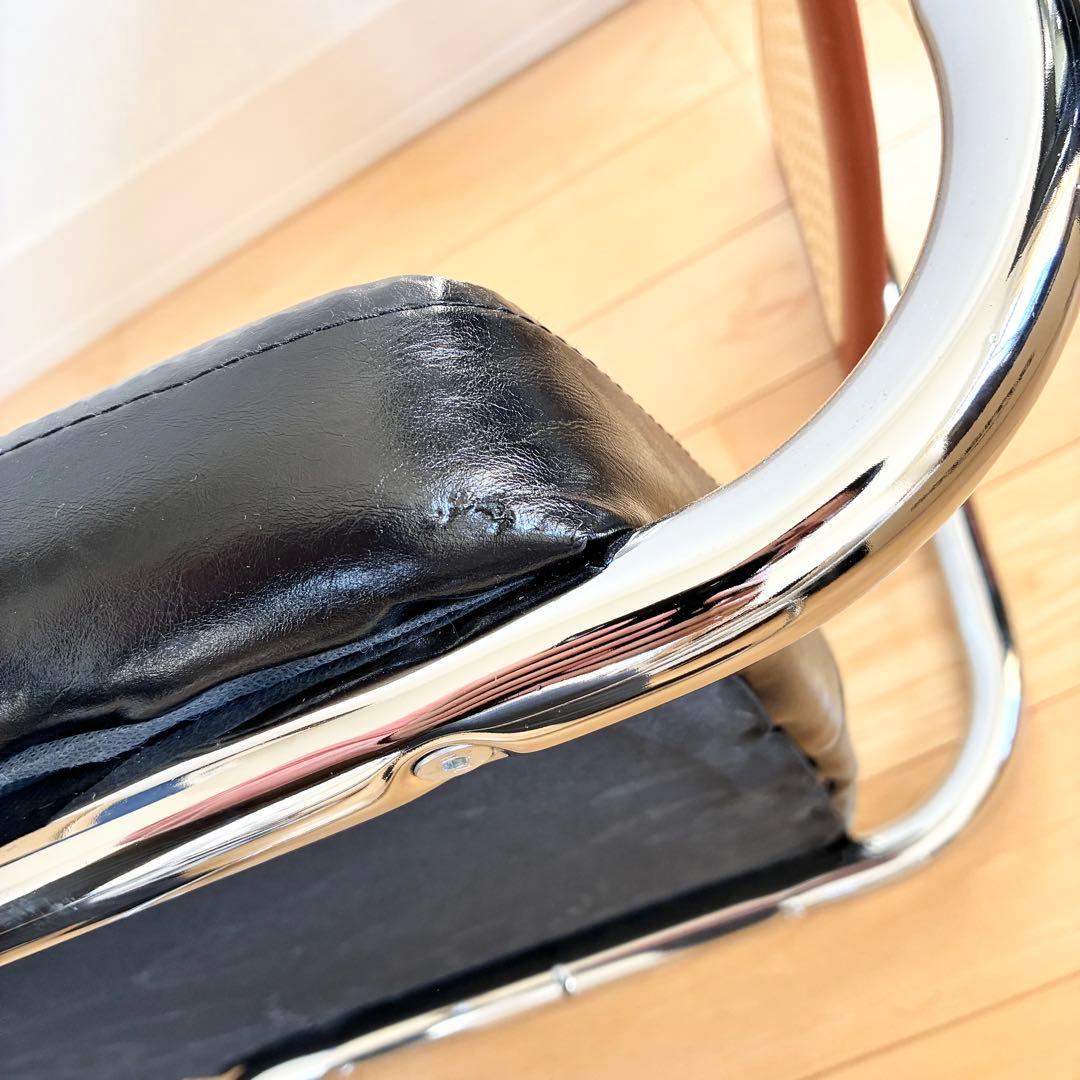 ダイニングチェア ラタン調 レザークッション カンティレバーチェア 合皮