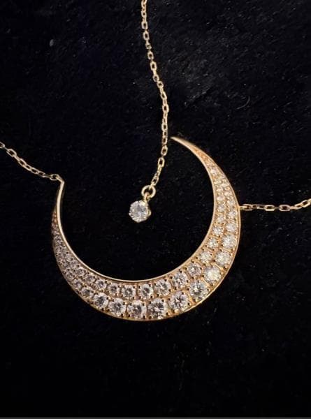 【本日だけ特別価格】LKサロン 月大 天然ダイヤモンド K18YG ネックレス