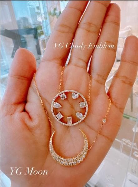 【本日だけ特別価格】LKサロン 月大 天然ダイヤモンド K18YG ネックレス