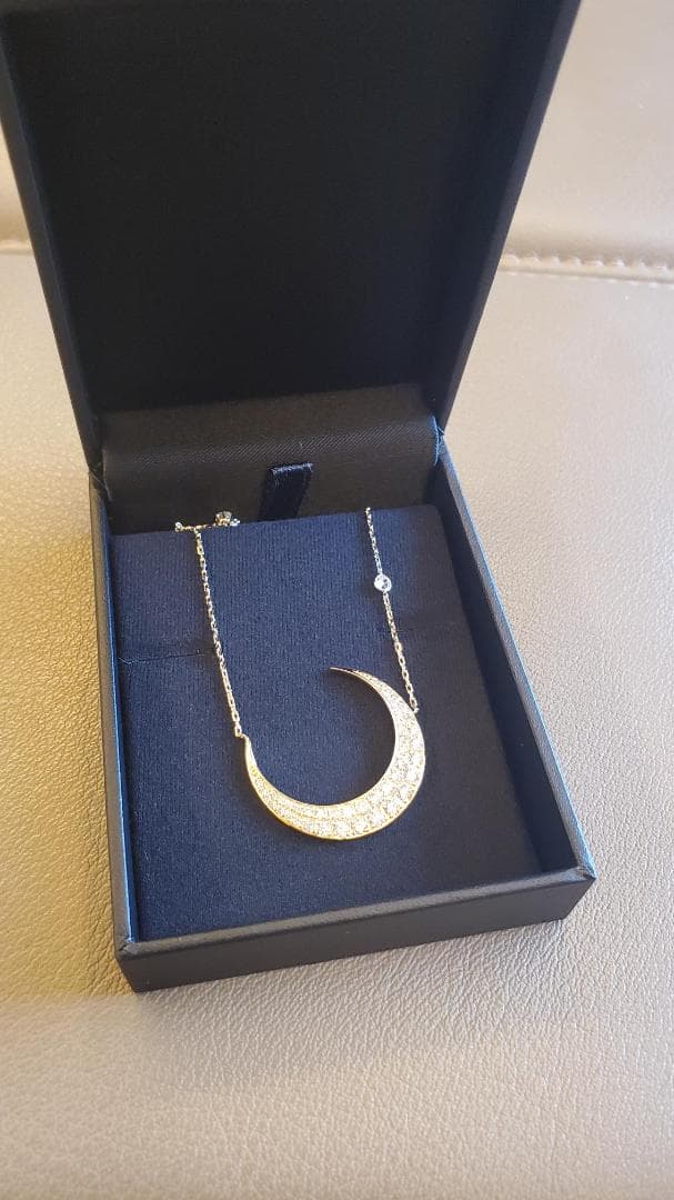 【本日だけ特別価格】LKサロン 月大 天然ダイヤモンド K18YG ネックレス