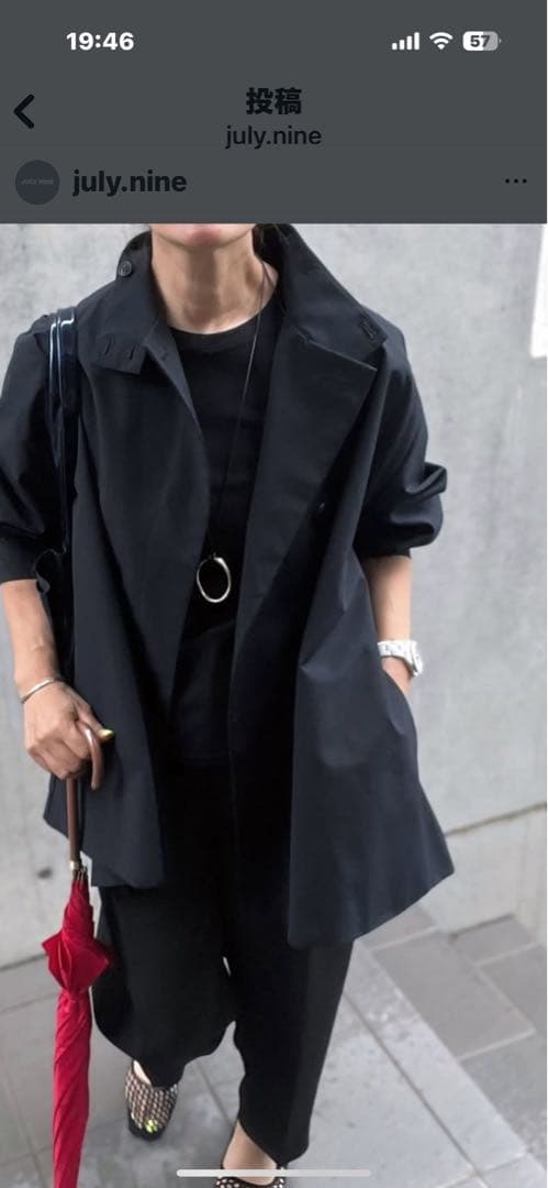 JULY NINEスタンドカラー　ハーフコート　ネイビー