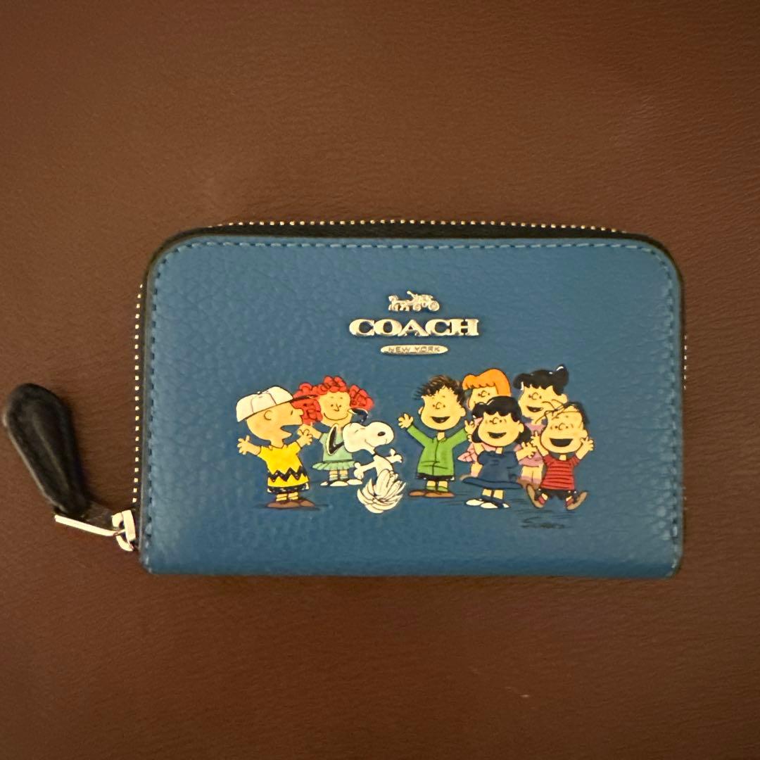 コーチ　スヌーピー　ミニウォレット　ケース　ブルー
