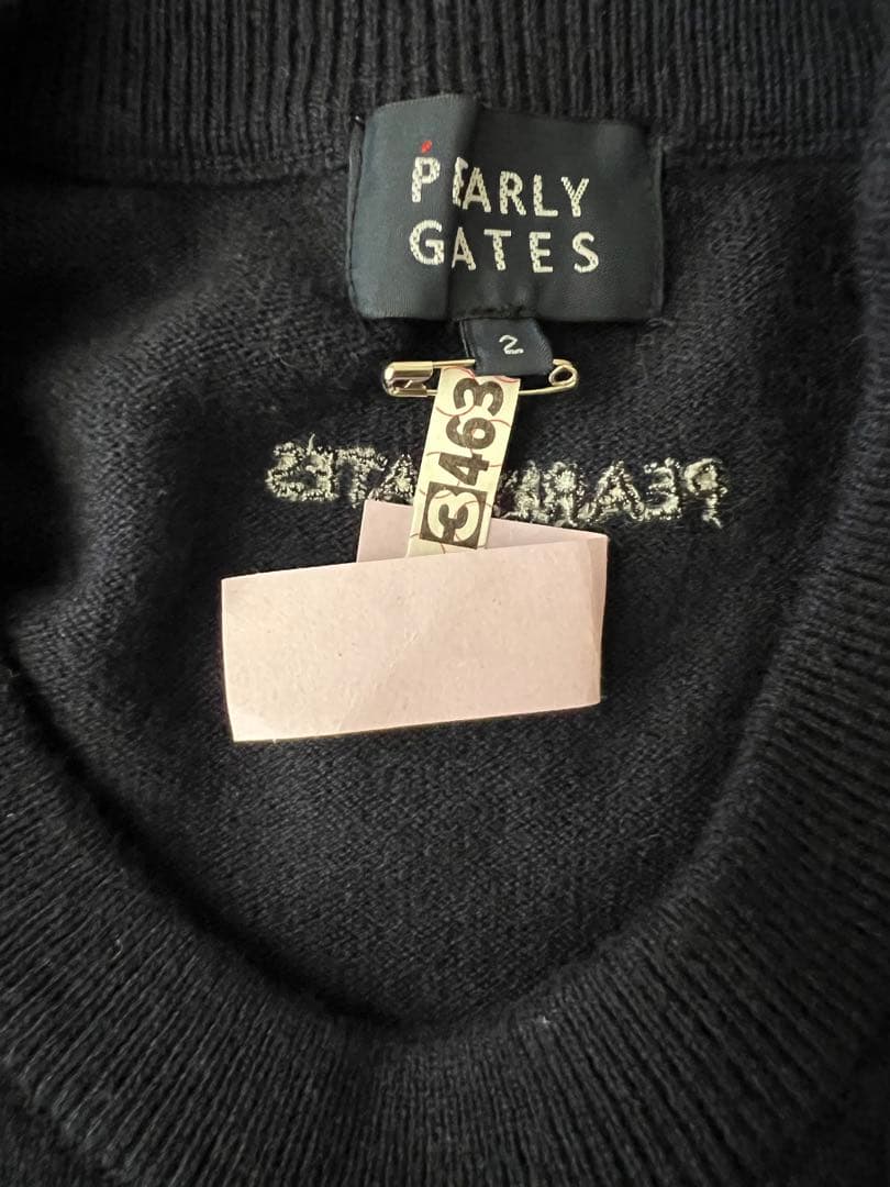ピッティ3 様パーリーゲイツ　カシミア混ネイビーロゴセーター