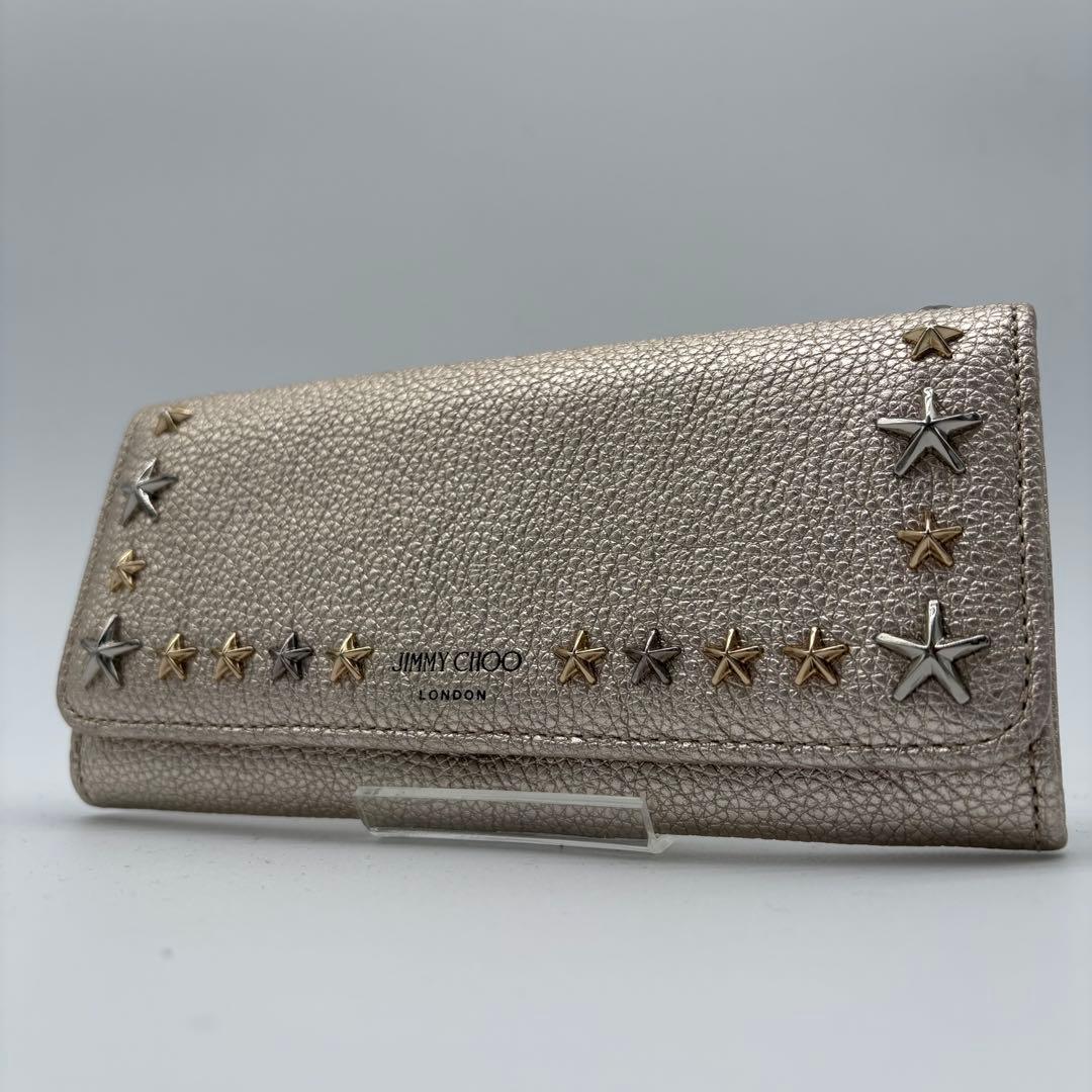 未使用箱付　ジミーチュー　長財布　スタッズ　ゴールド