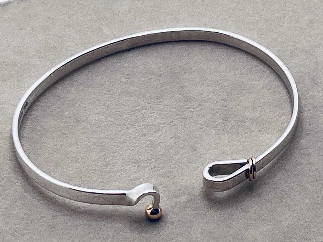 c341 ティファニー　フック&アイ　バングル　シルバー　925/750 k18