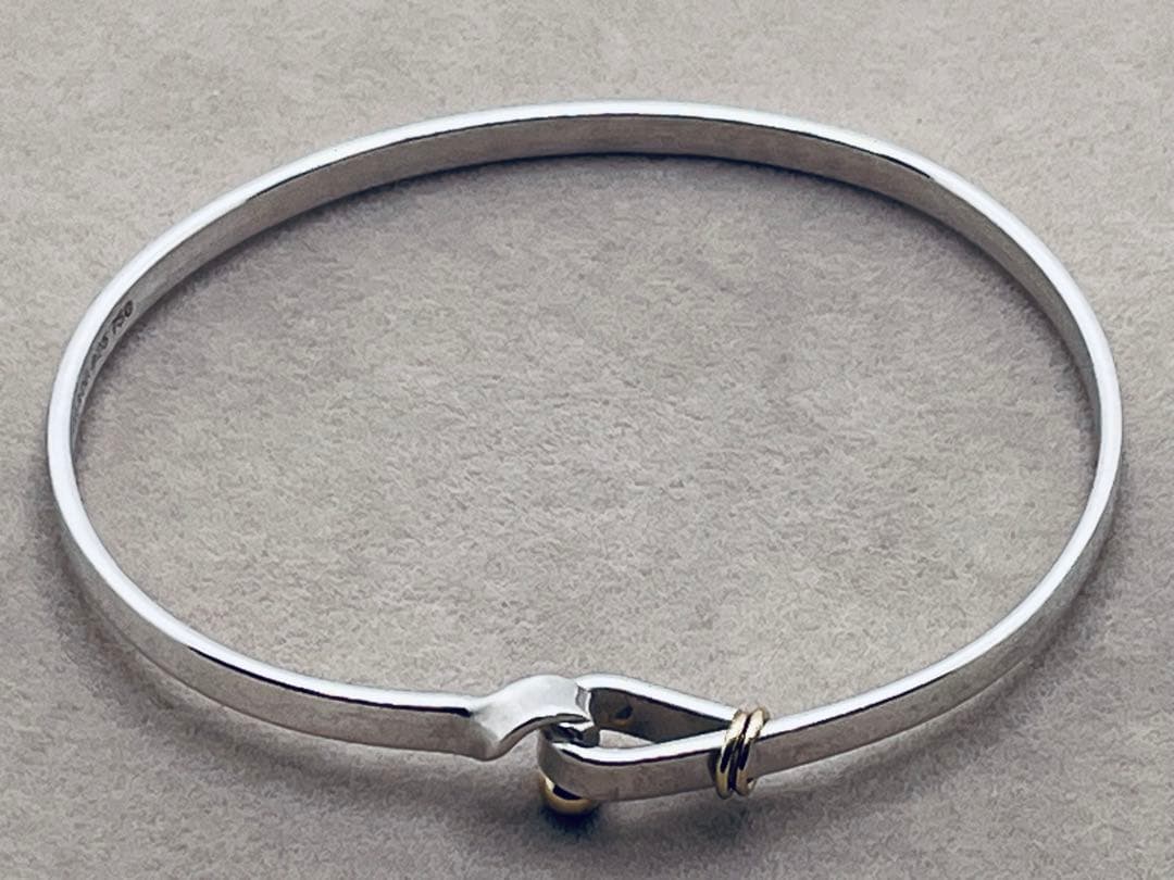 c341 ティファニー　フック&アイ　バングル　シルバー　925/750 k18