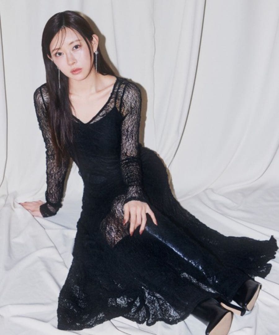 SNIDEL フロントギャザーレースドレス　結婚式　成人式