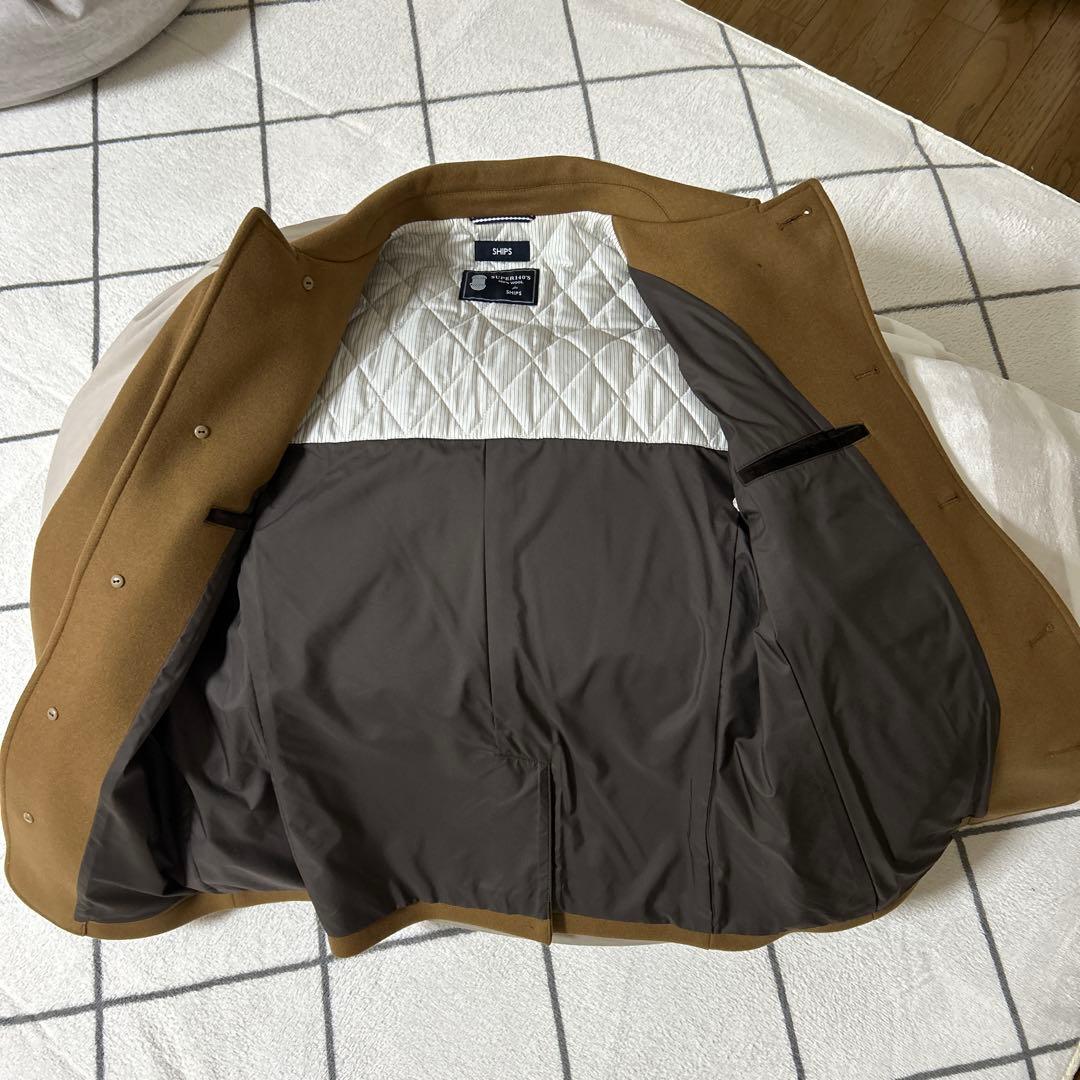 SHIPS ウール100% ブラウンピーコート