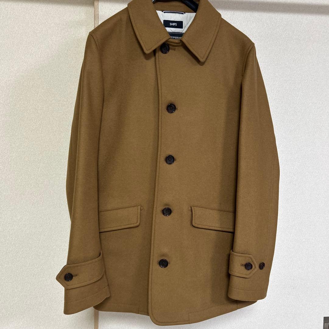 SHIPS ウール100% ブラウンピーコート