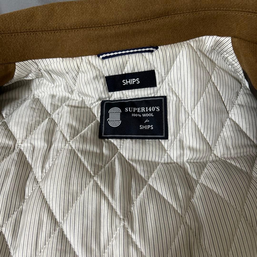 SHIPS ウール100% ブラウンピーコート