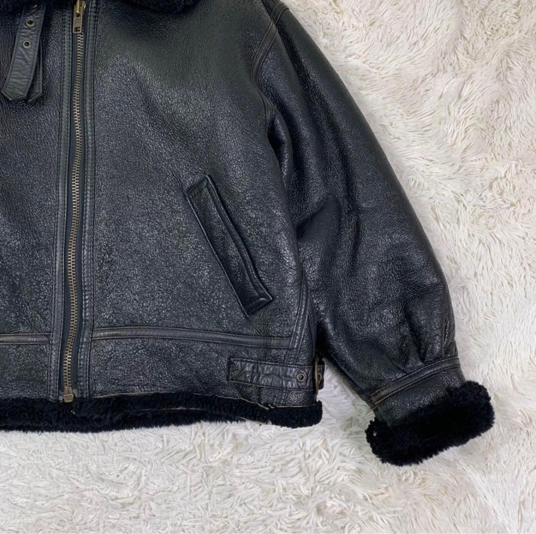 《激レア》B-3 ムートンジャケット ブラック メンズ ボンバー 羊革 M