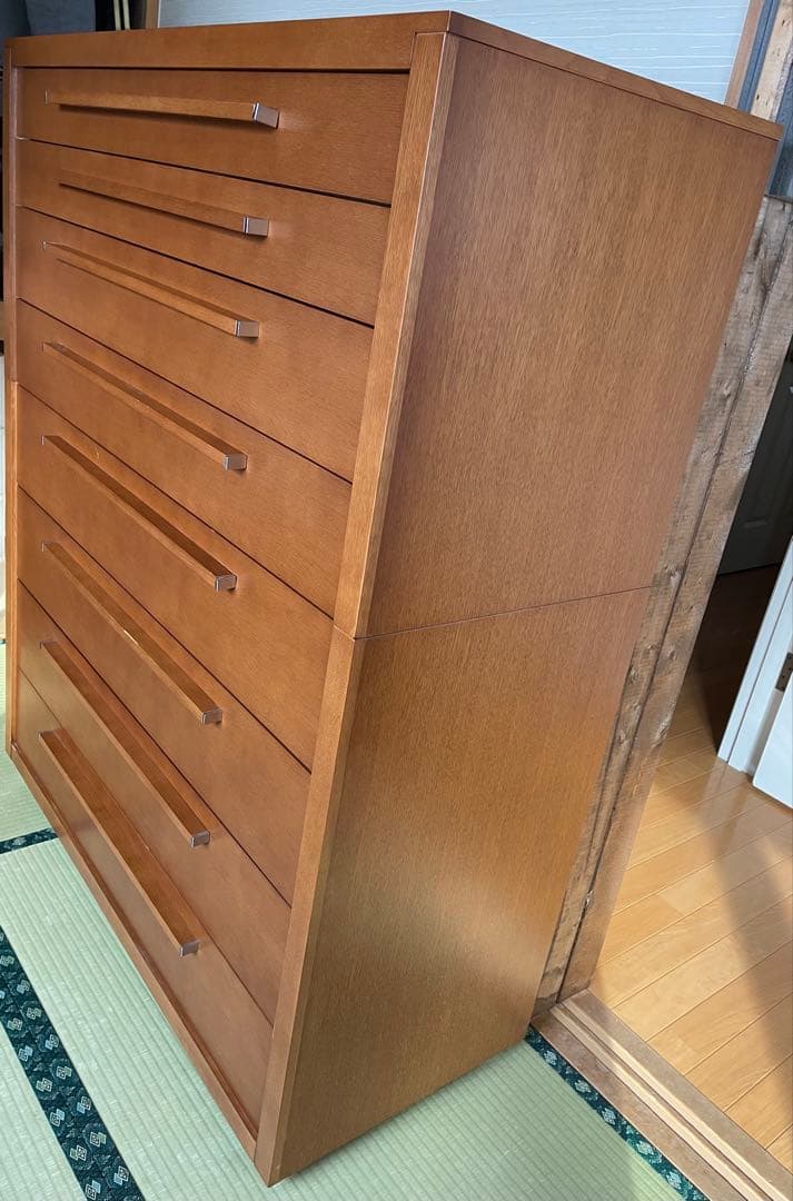 旭川家具　天然木製 ナラ材チェスト 幅1150mm