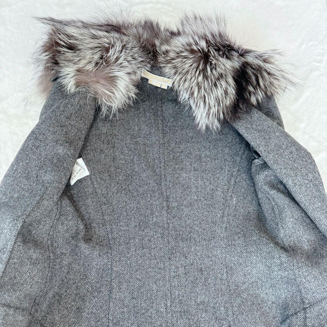 【極美品】マイケルコース　ロングコート　カシミヤ　フォックスファー　グレー　M