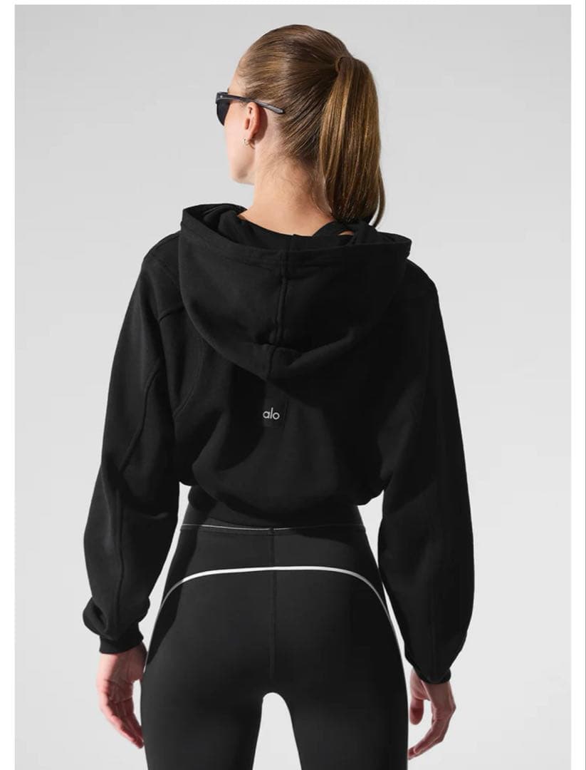 alo ジップアップ フーディ Sサイズ ブラック