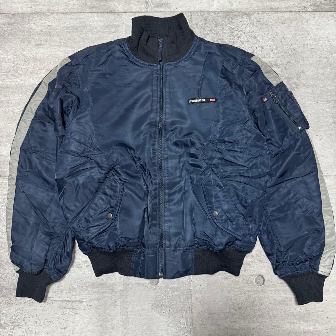 90s POLO JEANS フライトジャケット ネイビー ma-1 アメカジ