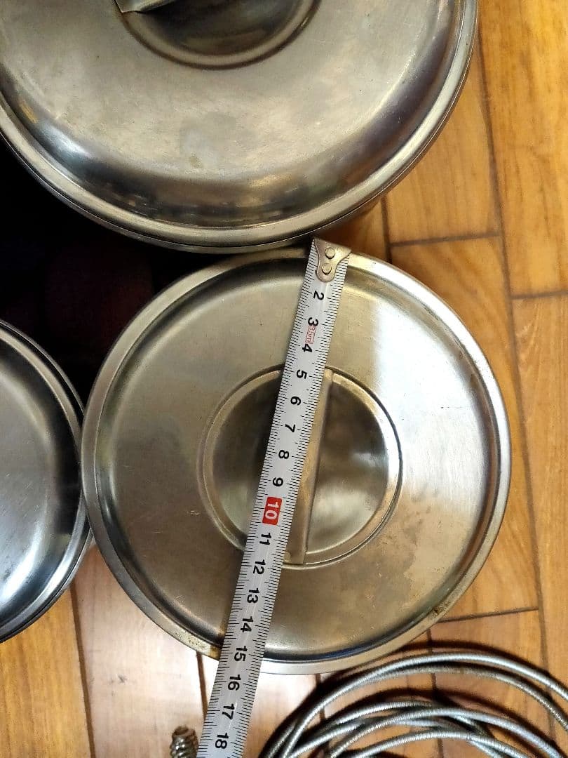 ステンレス製 蓋付き丸キッチンポット 業務用 厨房機器5個セット