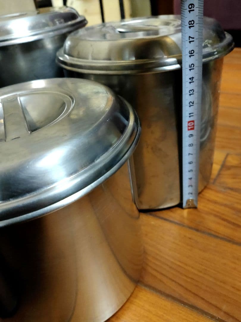 ステンレス製 蓋付き丸キッチンポット 業務用 厨房機器5個セット