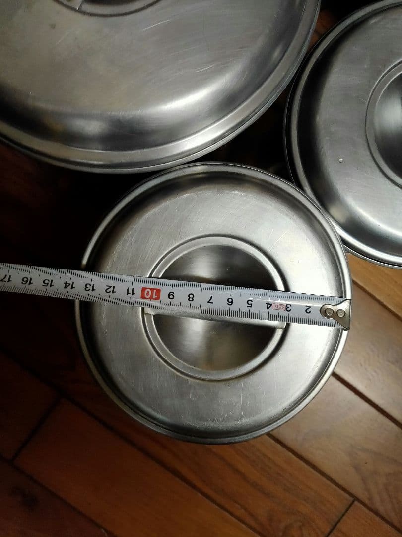 ステンレス製 蓋付き丸キッチンポット 業務用 厨房機器5個セット