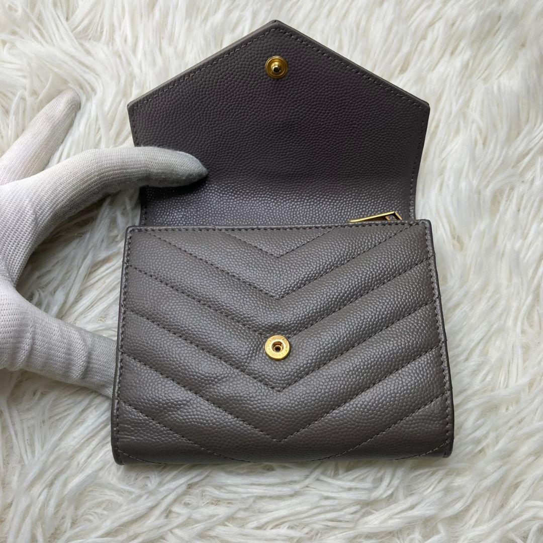 極美品✨サンローラン 三つ折り財布 YSL カサンドラ キャビアスキン