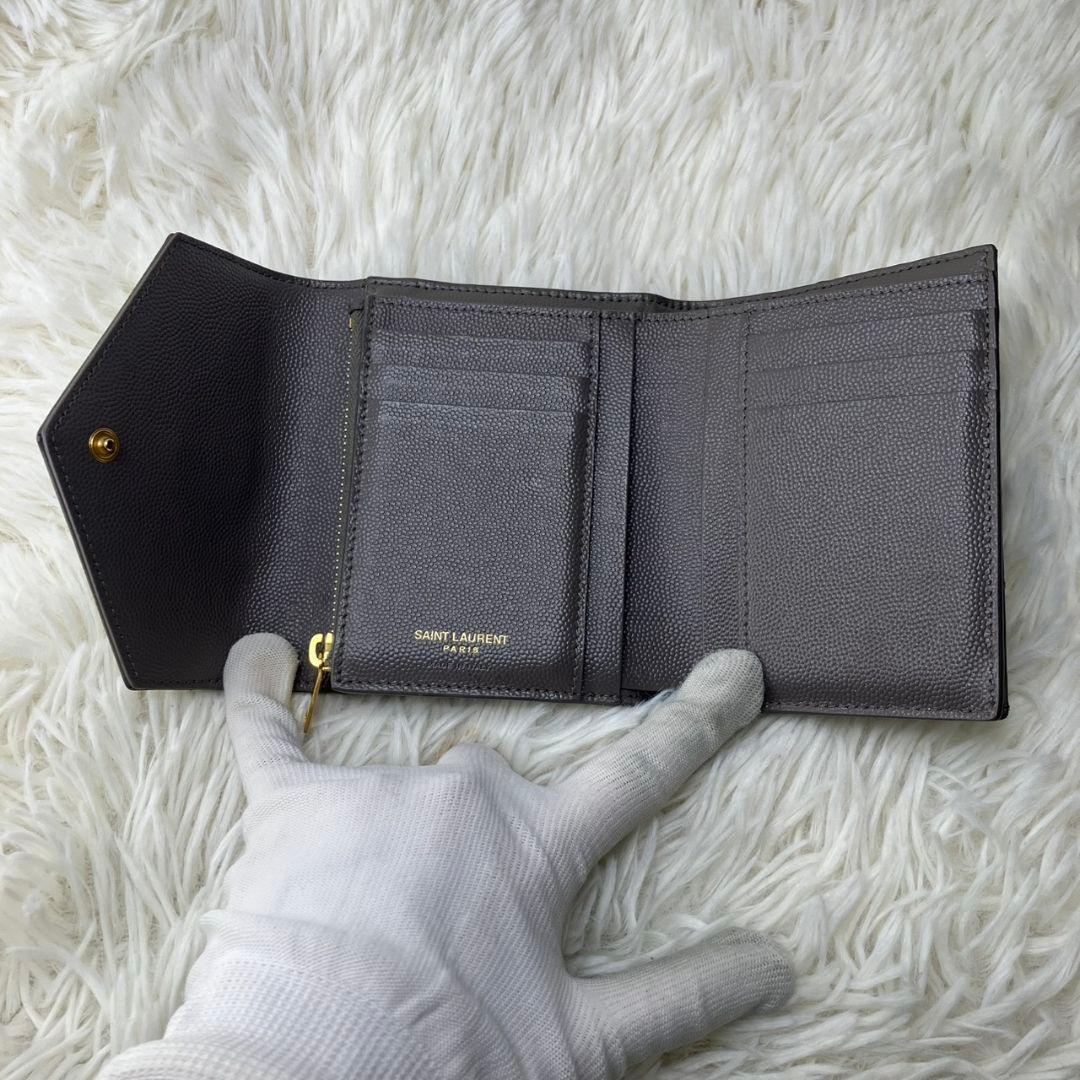 極美品✨サンローラン 三つ折り財布 YSL カサンドラ キャビアスキン