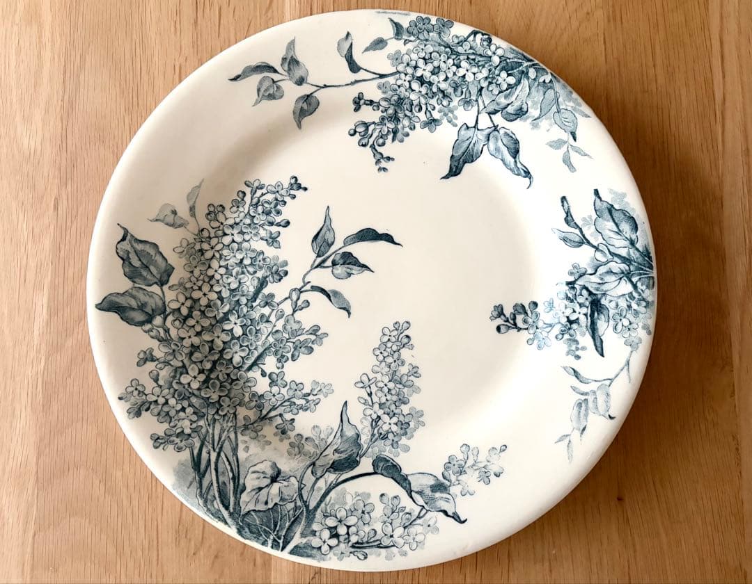 希少 フランスアンティーク プレート 平皿 GIEN LILAS ライラック