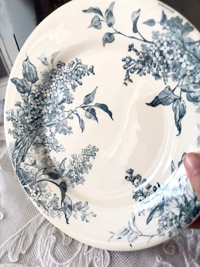 希少 フランスアンティーク プレート 平皿 GIEN LILAS ライラック