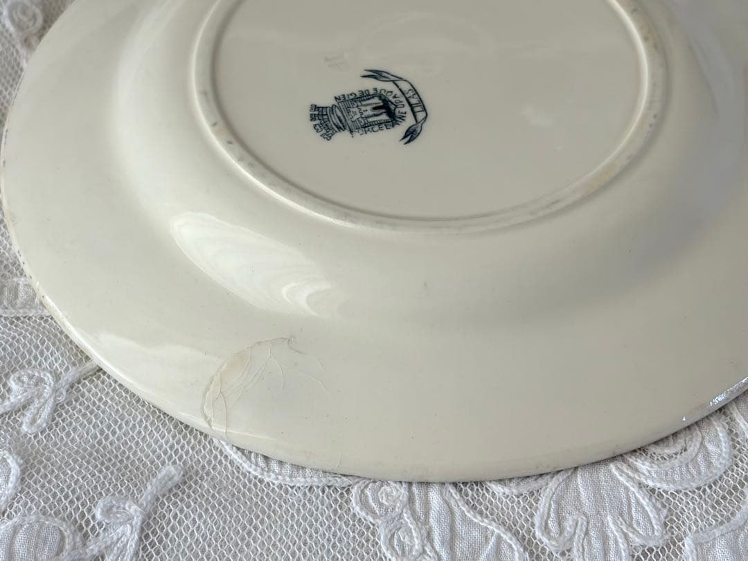 希少 フランスアンティーク プレート 平皿 GIEN LILAS ライラック