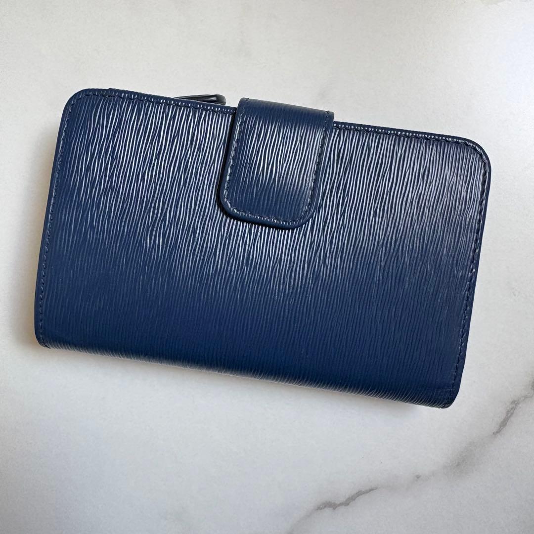 PRADA プラダ ブルー コンパクトウォレット サフィアーノ