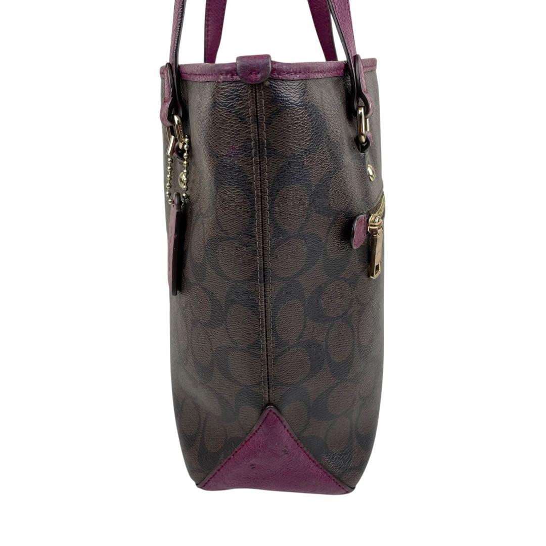 ✨良品　コーチ COACH トートバッグ　シグネチャー PVC 紫　手提げ