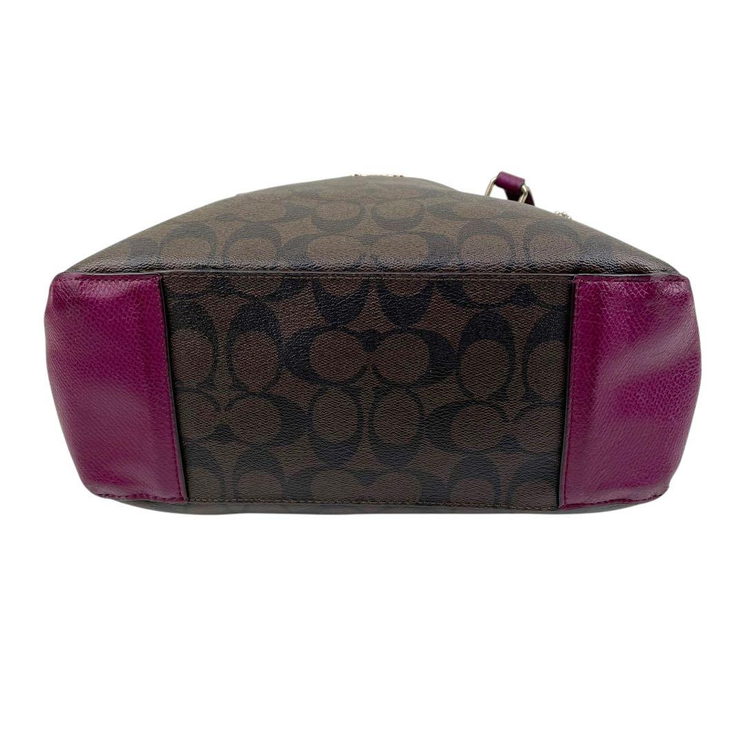 ✨良品　コーチ COACH トートバッグ　シグネチャー PVC 紫　手提げ