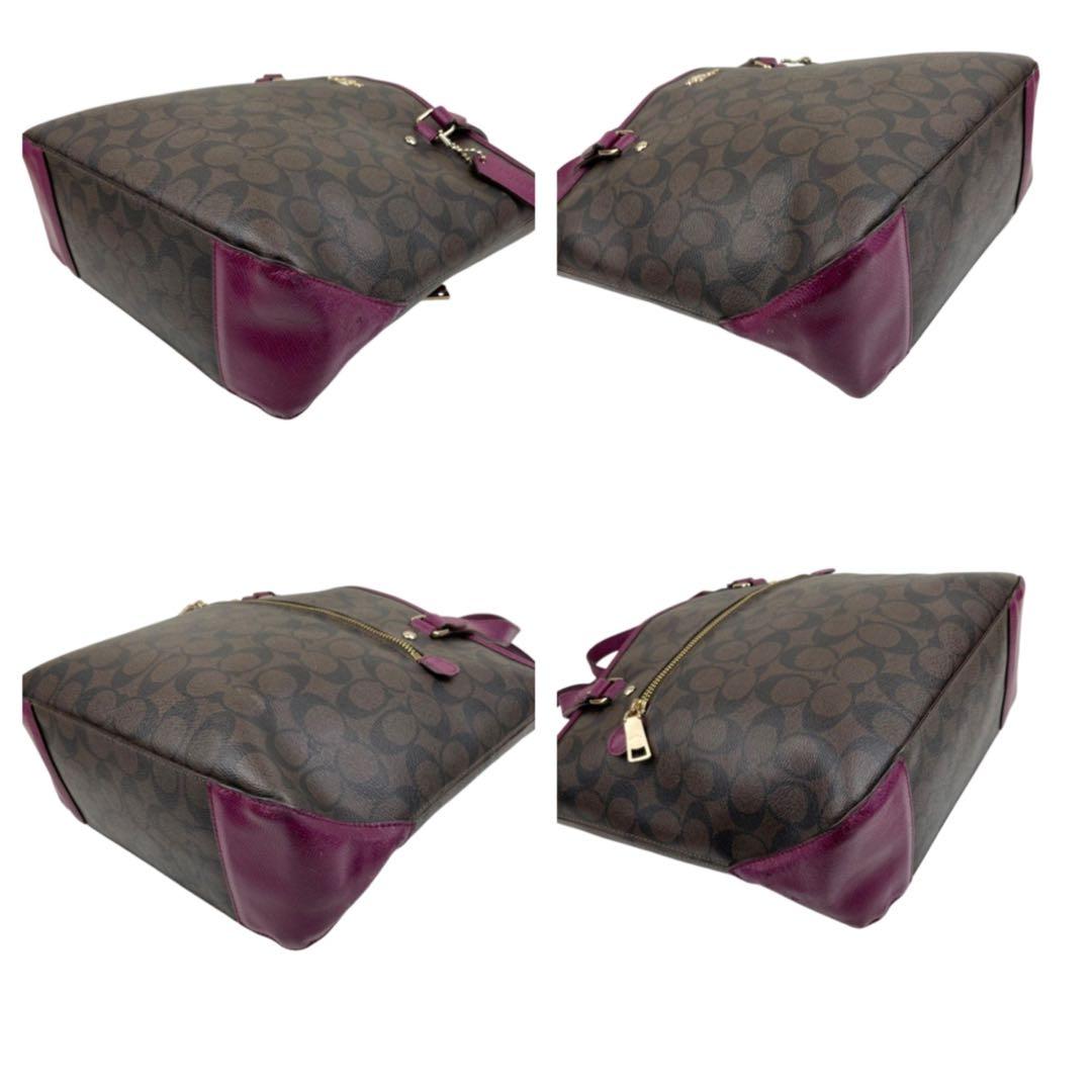 ✨良品　コーチ COACH トートバッグ　シグネチャー PVC 紫　手提げ