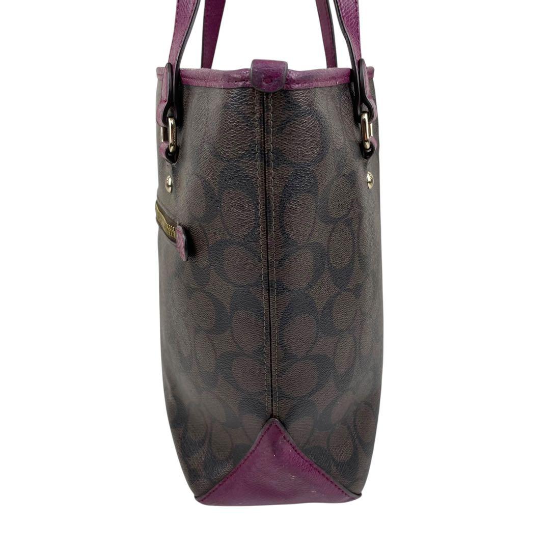 ✨良品　コーチ COACH トートバッグ　シグネチャー PVC 紫　手提げ