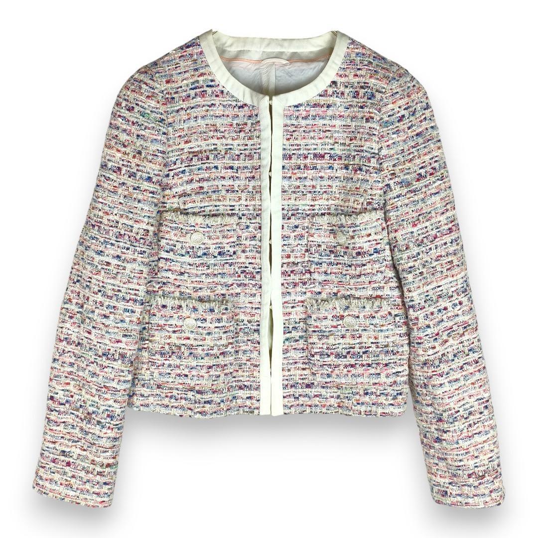 定価89,100円 アナイ スラブミックスツイードノーカラー ジャケット 38