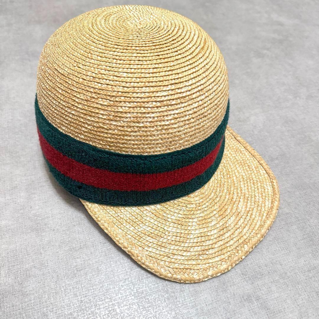 【 美品 】 GUCCI グッチ 麦わら キャップ 帽子 ハット L