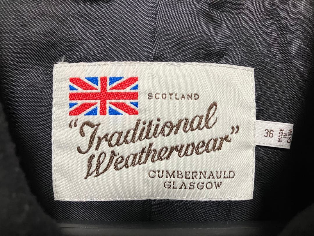 Traditional Weatherwear ブラックピーコート 36