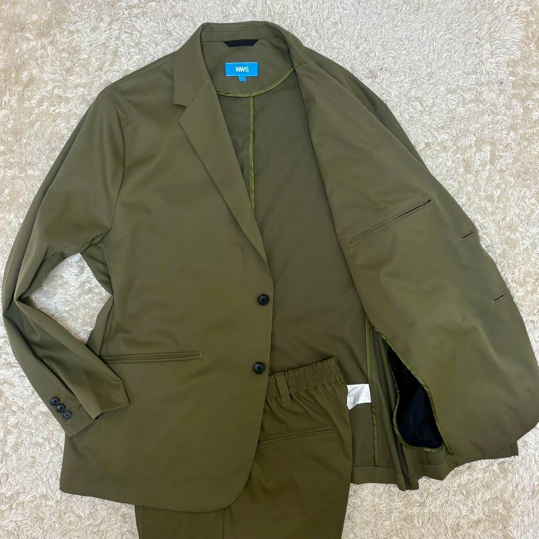 441 希少3L◎WWSセットアップBizスーツ オリーブ カーキ 大きいサイズ