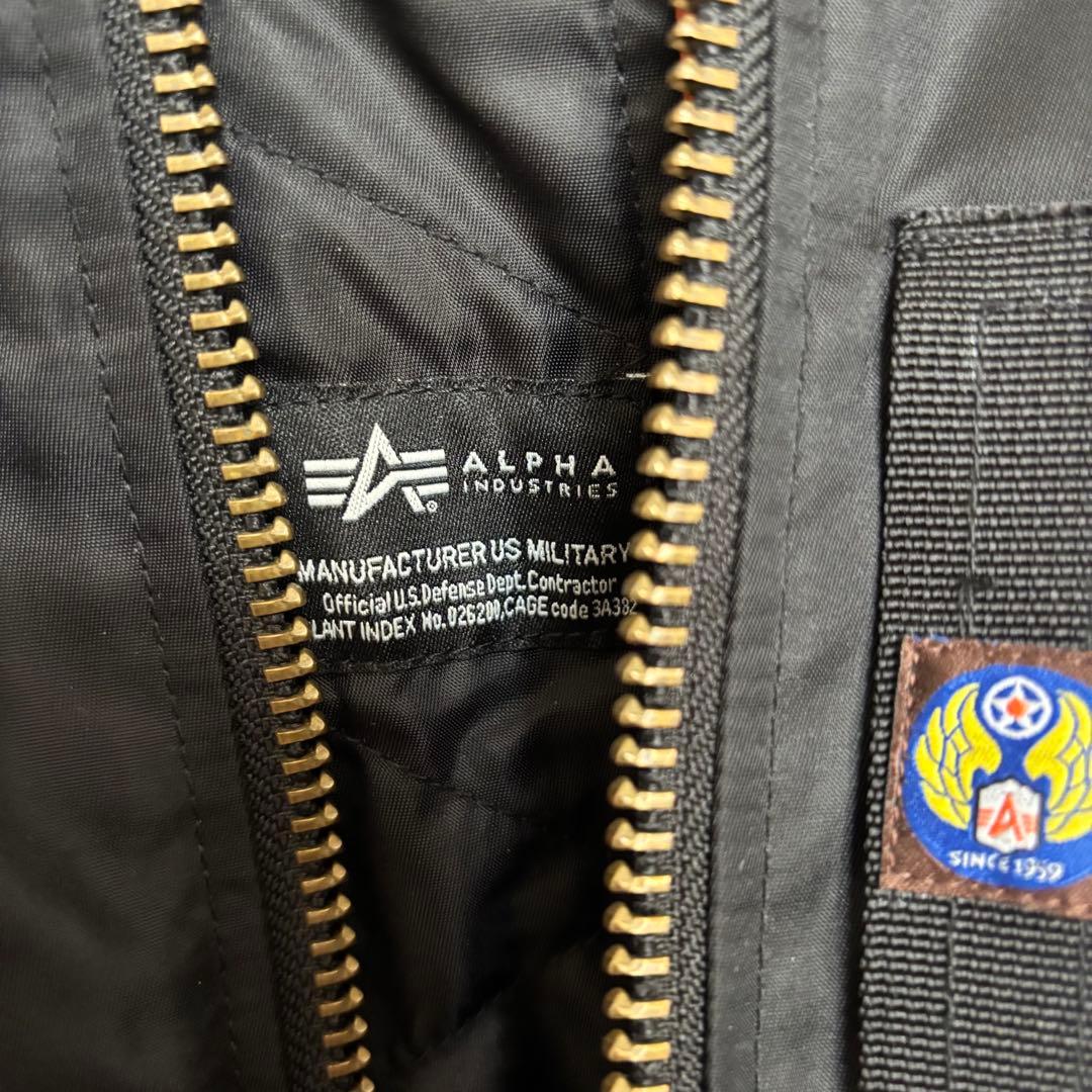 【バイカー仕様】ALPHA MA-1 ライディングJKT プロテクター付 黒 L