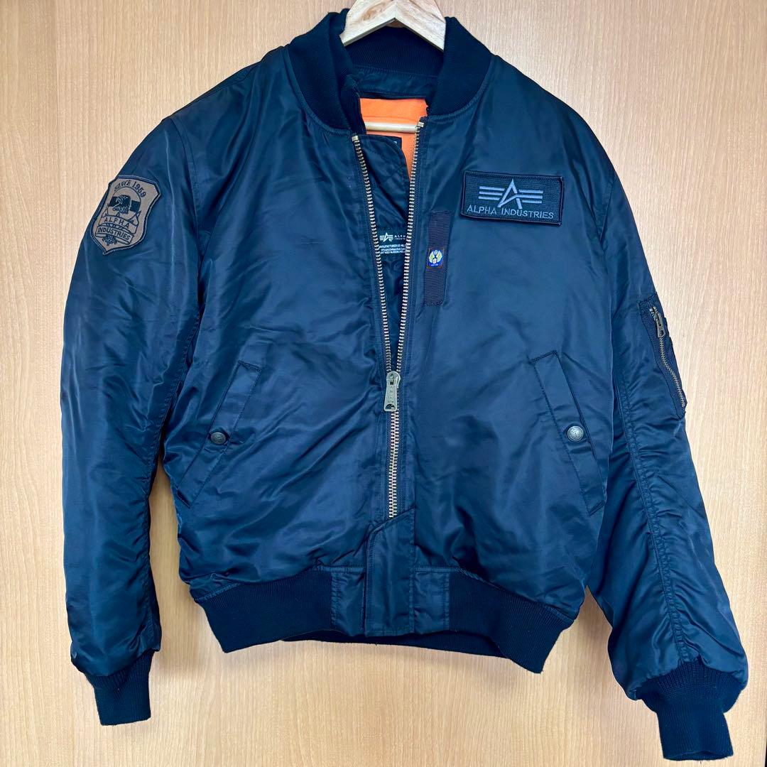 【バイカー仕様】ALPHA MA-1 ライディングJKT プロテクター付 黒 L