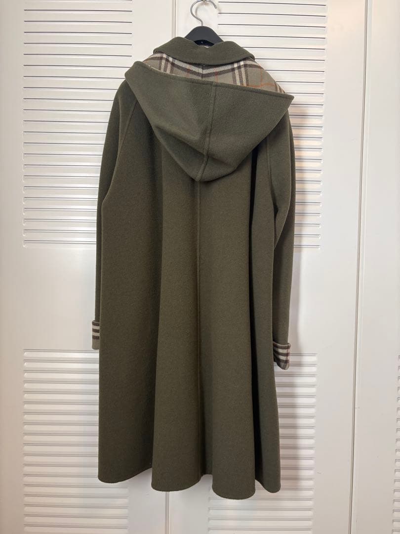 バーバリー　ダブルフェイス　ウールコート　カシミヤ混　フード