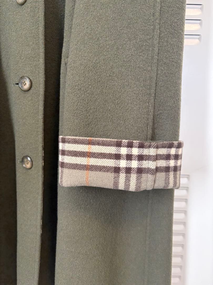 バーバリー　ダブルフェイス　ウールコート　カシミヤ混　フード