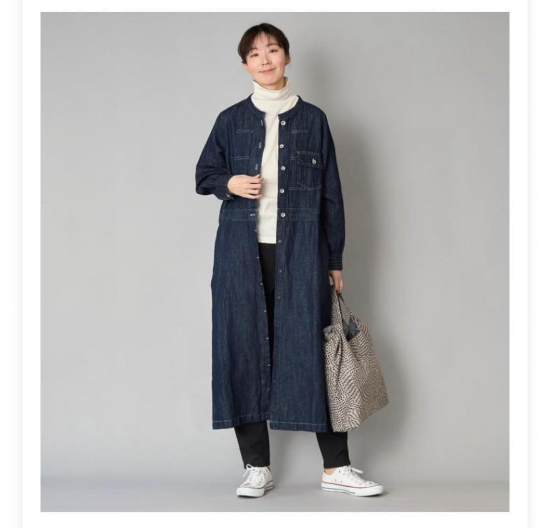 ubasoku リネンコットンデニム ワンピース インディゴ