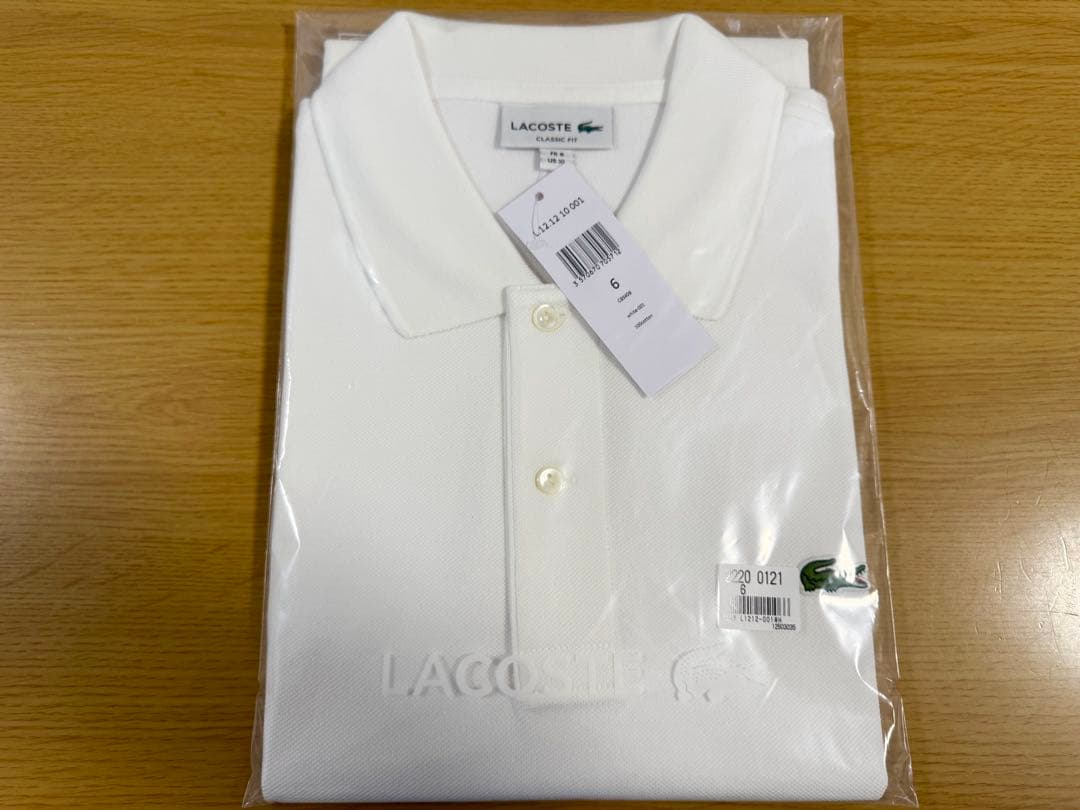 ラコステポロシャツ①白　L1212 クラシックフィット US XL FR6