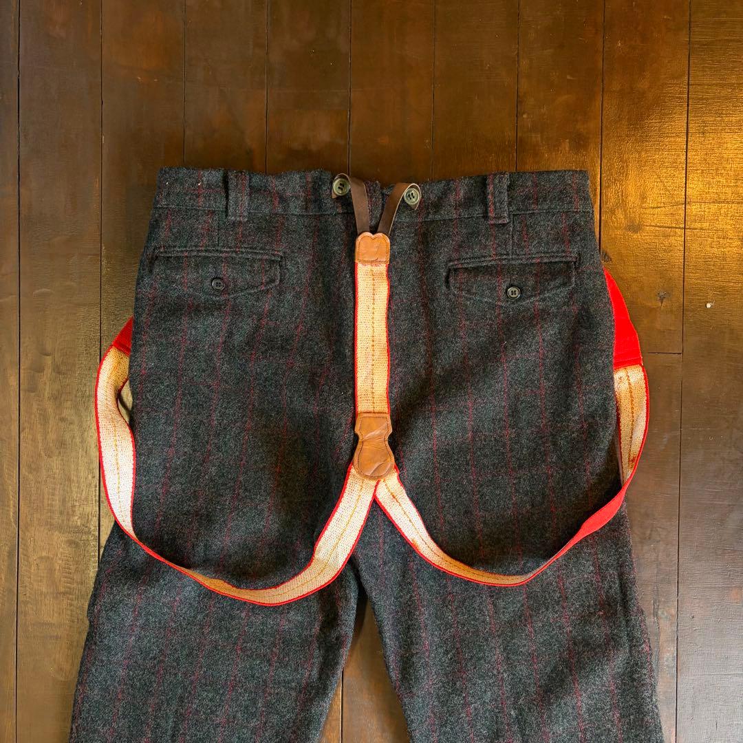 80sUSA製！！【L.L.Bean エルエルビーン】ウールサスペンダーパンツ