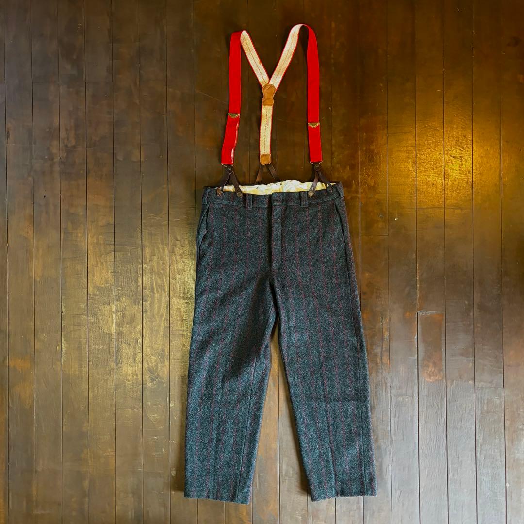 80sUSA製！！【L.L.Bean エルエルビーン】ウールサスペンダーパンツ