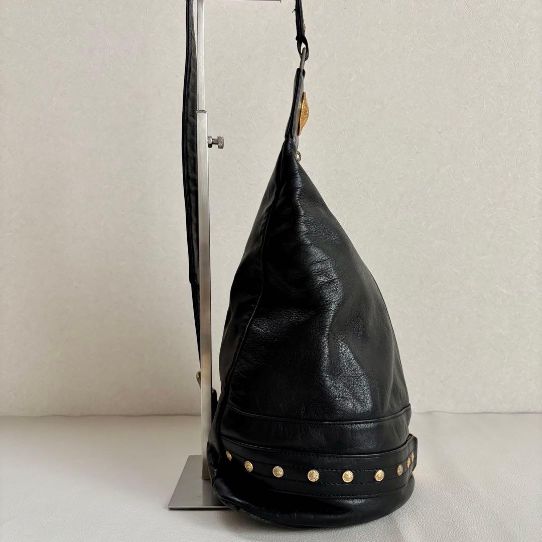 【良品】【ヴェルサーチ】メデューサ レザー ワンショルダーバッグ 黒