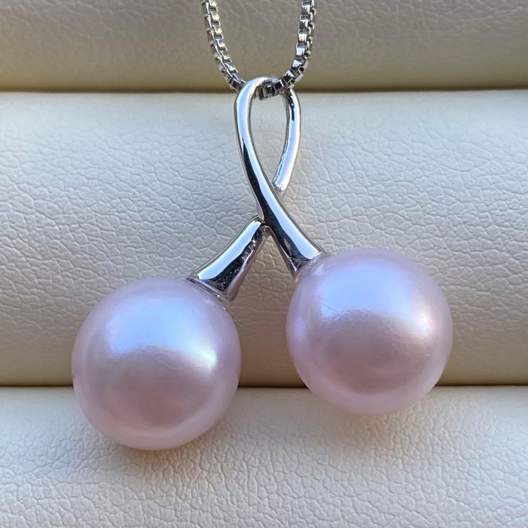 本真珠　淡水無核パールネックレストップ　天然希少カラー紫ピンク　PT721