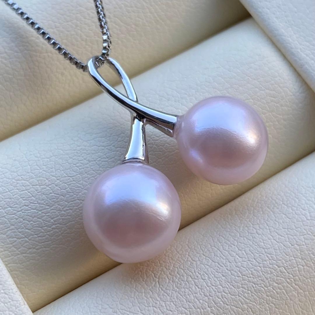 本真珠　淡水無核パールネックレストップ　天然希少カラー紫ピンク　PT721