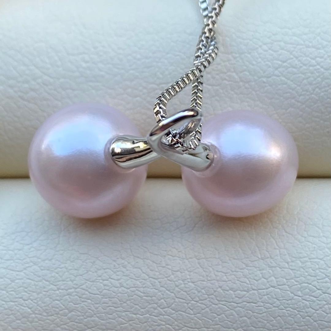 本真珠　淡水無核パールネックレストップ　天然希少カラー紫ピンク　PT721