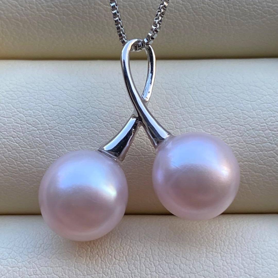 本真珠　淡水無核パールネックレストップ　天然希少カラー紫ピンク　PT721