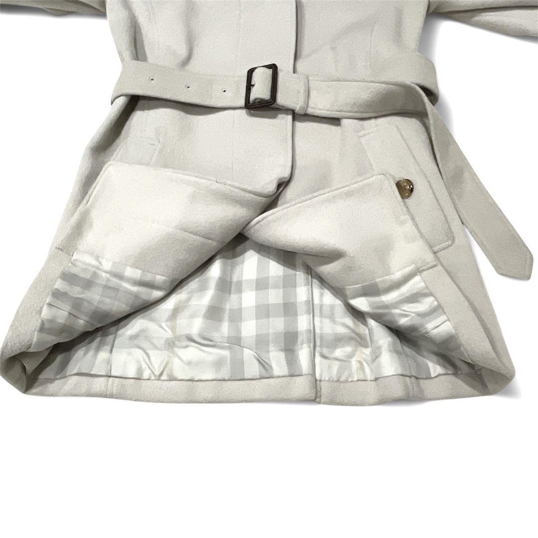 【アンゴラ混】バーバリーロンドン メガチェック 比翼 ベルト トレンチコート M